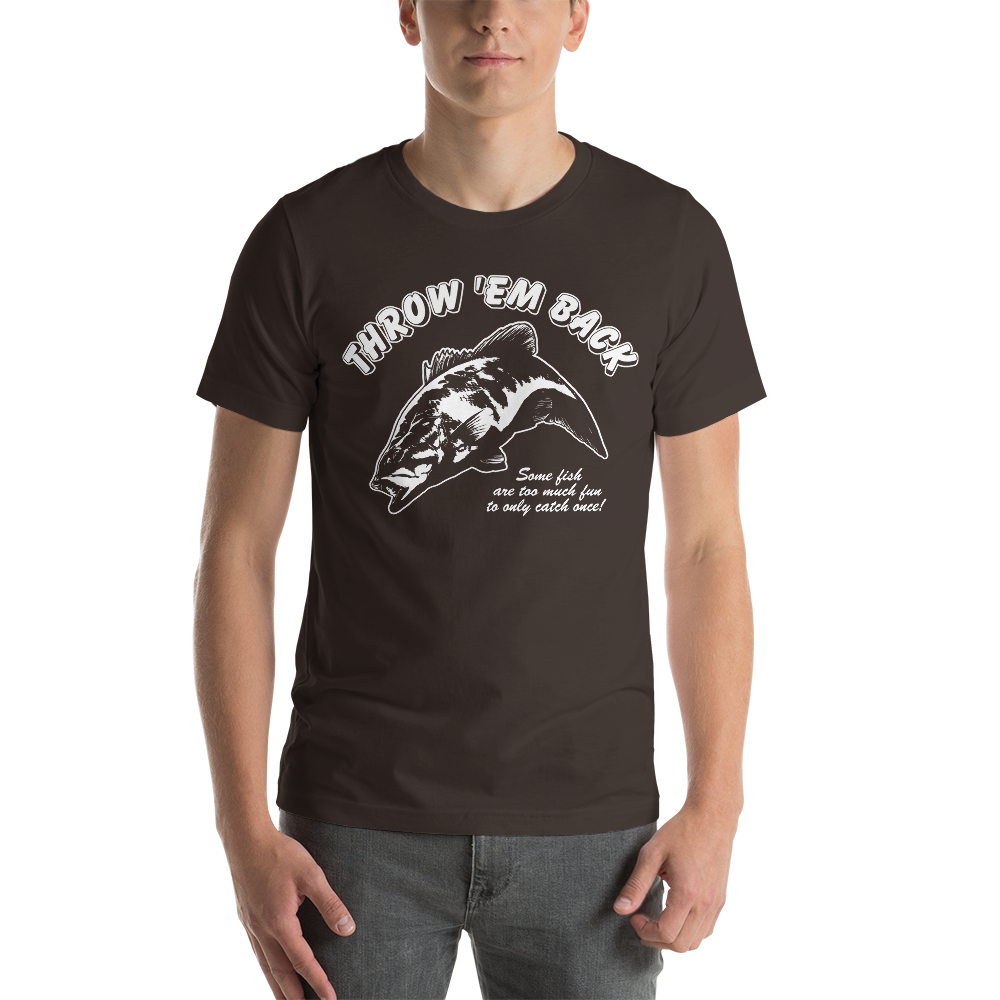 Throw 'Em Back - Brown - Bass Fishing T Shirt – JOE'S Fishing Shirts