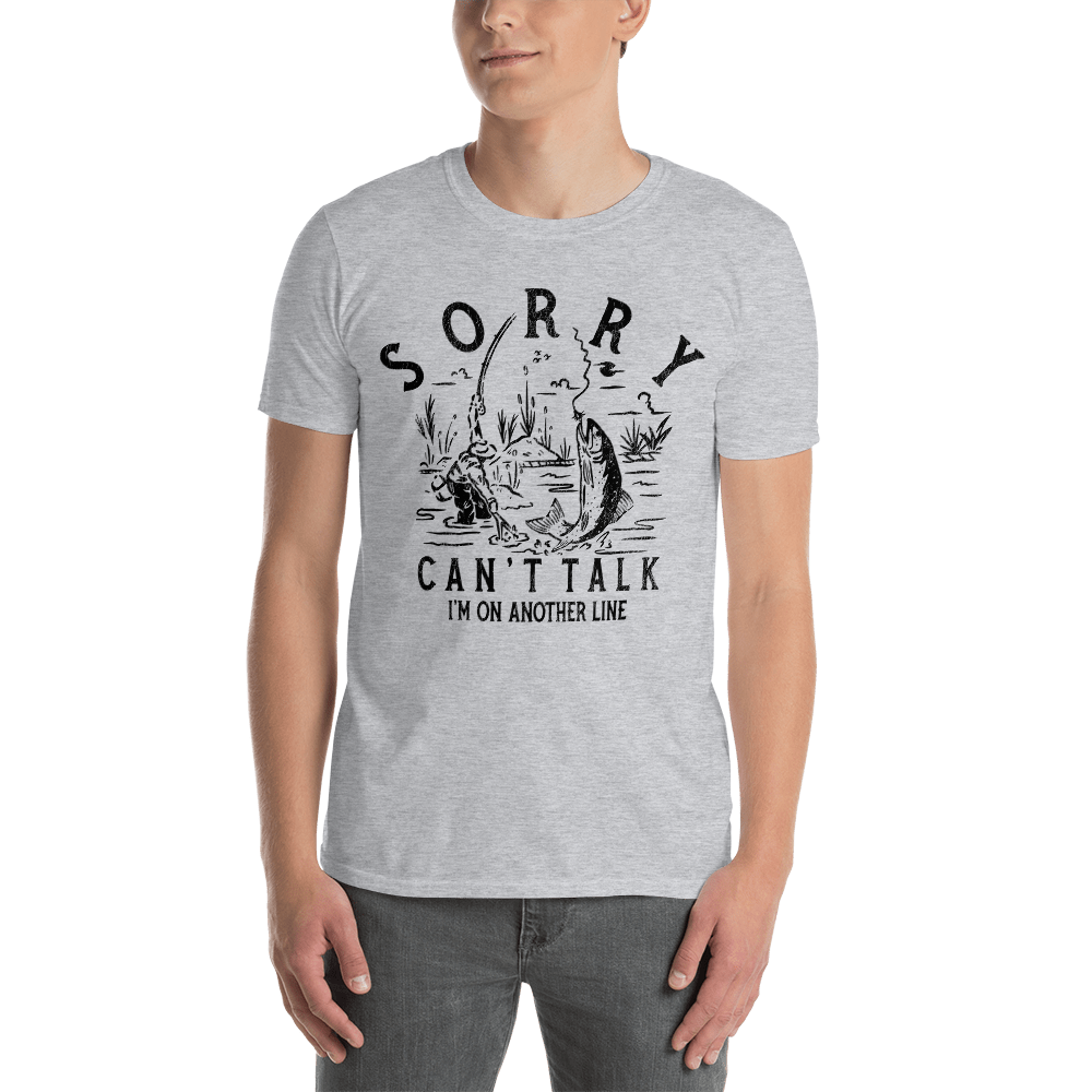 Mens Sorry I Missed Your Call I Was On The Other Line Tshirt Funny Fishing  Tee (Heather Grey) - S Graphic Tees