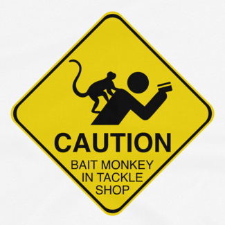 CAUTION: Bait Monkey - White - Funny Fishing T Shirt – JOE'S