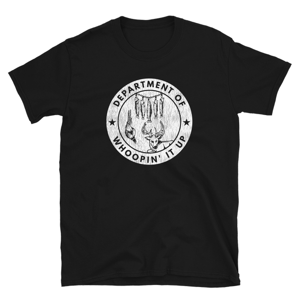 Department Of Whoopin' It Up - Black - Funny Fishing T-shirt – JOE'S Fishing  Shirts