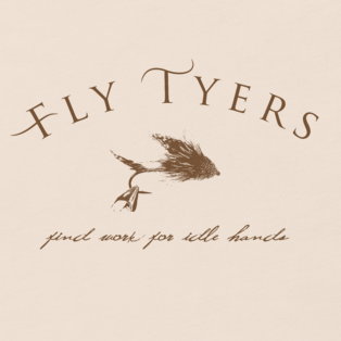 Fly fishing t shirt design with fly tying and text.