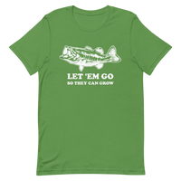 Bass fishing t shirt with trophy largemouth bass design and text.