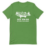 Bass fishing t shirt with trophy largemouth bass design and text.