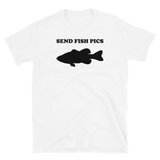 Women's fishing t shirt with largemouth bass silhouette design and text.